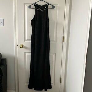 Black jeweled sparkly full length dress - excellent condition size 8